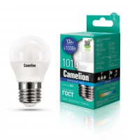 Camelion Шар G45 E27 12W(1010lm 220°) 6500K 6K матов. 90x47 пластик LED12-G45/865/E27