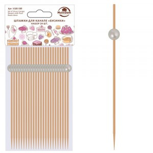 Шпажки для канапе Бусинки 12см, н-р 24шт/уп, цена за уп (кратность 6!!!) дерево VL80-589 Мультидом