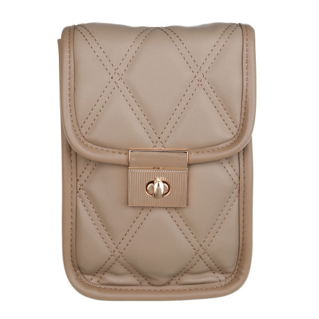 ЮL Кватра Сумка кроссбоди стеганная на длинном ремне, ПУ, 19х13х4см, бежевый, МП-13