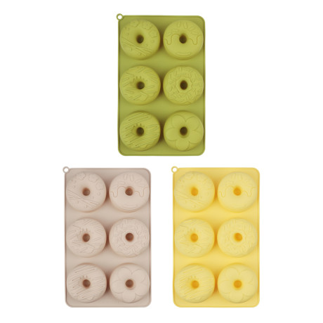 VETTA Форма силиконовая 6 ячеек, 27x16,5x3см "Пончики", 3 цвета