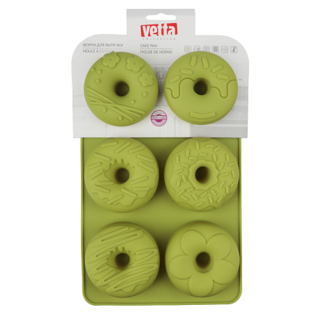 VETTA Форма силиконовая 6 ячеек, 27x16,5x3см "Пончики", 3 цвета