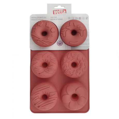 VETTA Форма силиконовая 6 ячеек, 27x16,5x3см "Пончики", 3 цвета