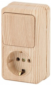 ЭРА Intro Quadro Блок ОУ, роз. 1 мест. ,земля+выкл. 1 кл. верт. 10(16)А, IP20, сосна 2-705-11 53888