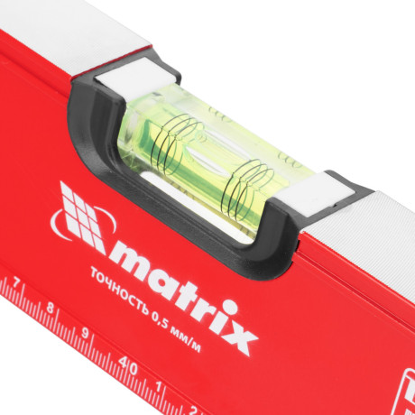 Уровень алюминиевый, фрезерованный, 3 глазка, рукоятки, 800 мм Matrix