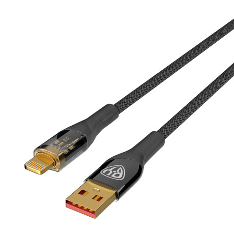 BY Кабель для зарядки Space Cable Techno iP, 1 м, 2.4А, Быстрая зарядка, черный