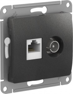 Systeme Electric GLOSSA мех.роз. СУ 1 мест. конн. TV+комп. антрацит(RG6+RJ45) GSL000789(+)(5!)