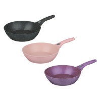 Сковорода глубокая литая тм SATOSHI Ботаника d24см, антиприг.покр. мрамор, съем. ручка, инд, 3 цвета