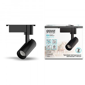 Gauss св-к св/д трековый на шинопр. 8W(960Lm 36°) 4000K 4K 45x155 цилиндр черн линза 1-фаз TR078