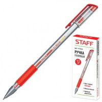Ручка гелевая  STAFF 0,5мм, красная 141824