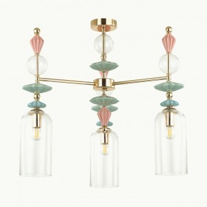 ODEON LIGHT 4855/3C CLASSIC ODL_EX21 золото/разноцв./керамика/стекл люстра E14 3x40W 590x646 BIZET