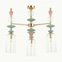 ODEON LIGHT 4855/3C CLASSIC ODL_EX21 золото/разноцв./керамика/стекл люстра E14 3x40W 590x646 BIZET