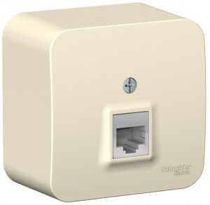 Systeme Electric BLANCA роз. телеф. ОУ 1 мест. молоч. (пл.осн., RJ11, изол.пл.) BLNIA011002 (12!)