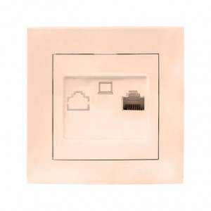 EKF Валенсия роз. СУ комп. RJ-45 1 мест. кремовая Al/Cu (корпус PC) EWK01-035-20