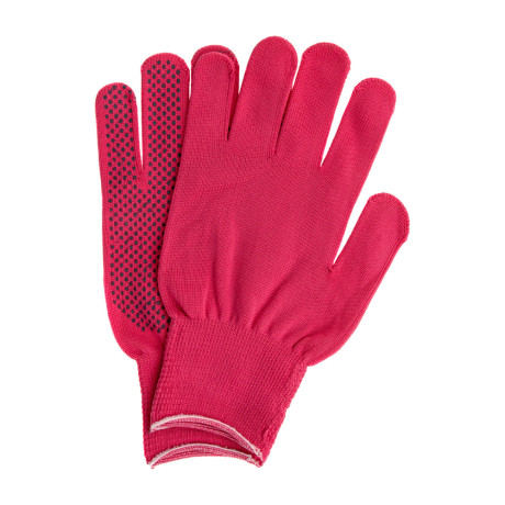 Перчатки Нейлон, ПВХ точка, 13 класс, цвет розовая фуксия, L
