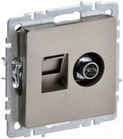 IEK BRITE мех. роз. СУ двойная TV+RJ45 кат.5E РТВ/РК12-БрШ шампань BR-AK20-1-K37