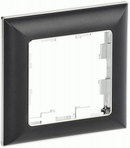 IEK BRITE Рамка СУ 1 мест. РУ-1-Бр пластик хром/черный BR-M12-12-2-K23