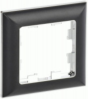 IEK BRITE Рамка СУ 1 мест. РУ-1-Бр пластик хром/черный BR-M12-12-2-K23
