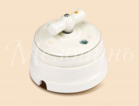 МЕЗОНИНЪ выкл. прох. фарфор повор. на 2 полож. с рамкой, 10А, платина на белом &quot;ПЕТЕРГОФ&quot; GE70404-49