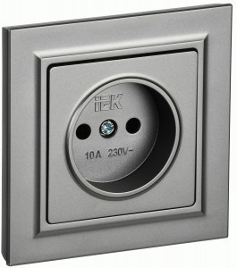 IEK BRITE роз. СУ 1 мест. 10А сталь РСР10-1-0-БрС BR-R10-10-K46-F