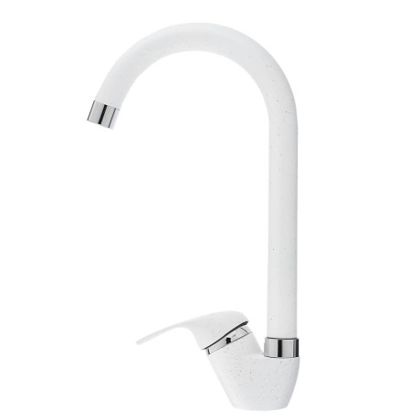 RAIN Смеситель для кухни Веста, высокий излив, картридж 35мм, латунь, под гранит, белый