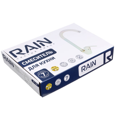 RAIN Смеситель для кухни Веста, высокий излив, картридж 35мм, латунь, под гранит, белый