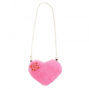 Сумочка мягкая в виде сердца, с цепочкой, полиэстер, 26x22 см, 2 цвета, красный, розовый