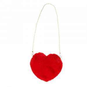 Сумочка мягкая в виде сердца, с цепочкой, полиэстер, 26x22 см, 2 цвета, красный, розовый
