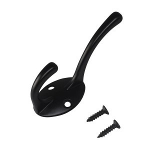 Крючок-вешалка мебельн 2-рожк СТАНДАРТ 603 BL матовый черный Инд. уп. на подвесе (600,50)