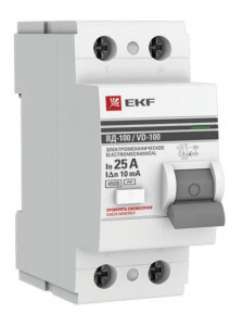 EKF PROxima выкл. дифферинциальный (УЗО) ВД-100 2P 25А 10мА тип AC 4,5кА эл.мех elcb-2-25-10-em-pro