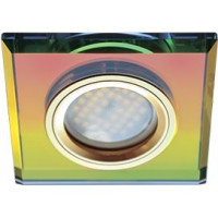 Ecola DL1651 MR16 GU5.3 св-к  Квадрат Стекло Мультиколор/Золото 25x90x90 FM1651EFF (10!)