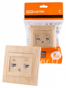 TDM Лама роз. СУ телефонная RJ11 + компьютерная RJ45 сосна SQ1815-0319