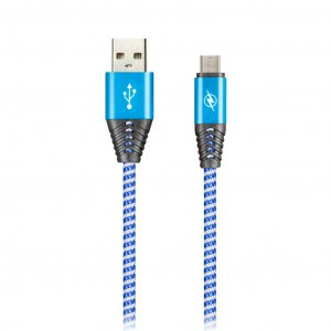 Дата-кабель USB(A)шт. - microUSBшт.Smartbuy HEDGEHOG син 2А,1м (iK-12HH blue)/100