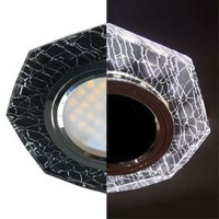 Ecola LD1652 MR16 GU5.3 св-к Стекло 8-угольник подсвет. 4K Колот.лед Черн/Хром 25x90 SE1652EFF (10!)