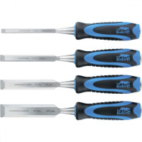 Набор долот-стамесок плоских, 4 шт, 8-12-18-24 мм, двухкомпонентная рукоятка, металлический затыльник Барс