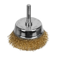 Щетка для дрели, 65 мм, &quot;чашка&quot; со шпилькой, латунированная витая проволока Matrix