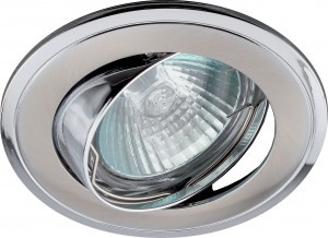 ЭРА KL22А SN/CH св-к встр. поворот. 50W MR16 GU5.3 "двойной контур" d84, сатин никель/хром
