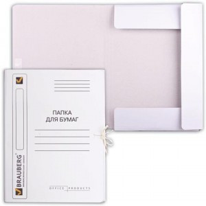 Папка д/бумаг с завязками BRAUBERG мел. карт., гарант. пл. 320г/м (на 200л)