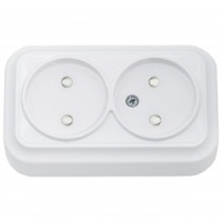 Bylectrica Вариант роз. 16А 2 мест. ОУ штор. (корп. ABS) белый РА16-0145