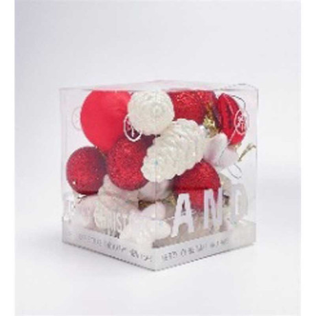 Набор елочных украшений JT25-A2169 28 шт  форма микс Бело-красные