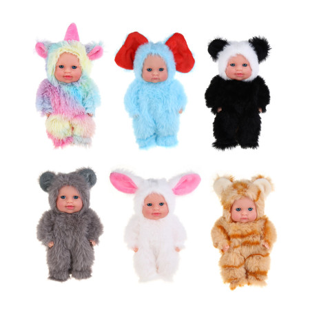 ИГРОЛЕНД Пупс в кигуруми 12 см, PVC, PP, полиэстер, 10,2х5х17 см