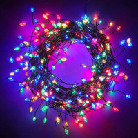 СНОУ БУМ Гирлянда эл. нить росы мишура 10м, 280LED, мульти, пост.свеч., мед.провол., зел. цвет, 220В