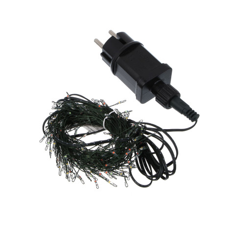 СНОУ БУМ Гирлянда эл. нить росы мишура 10м, 280LED, мульти, пост.свеч., мед.провол., зел. цвет, 220В