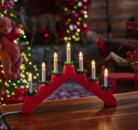 Фигура Новогодняя горка 7миниламп 39,5*30,5см, теплый белый, пластик крас Uniel UDL-L7101-007/SWA/WW