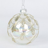 Шар "Изысканность" 8см, прозрачный с рисунком (кратность16шт!)(цена за 1шт) Волшебная страна