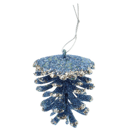 СНОУ БУМ Набор декоративных украшений "Шишки" 5,2x7,4 см 2 шт, пластик, глиттер, синий