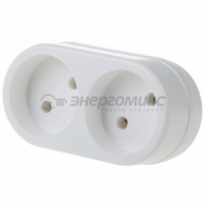 REXANT разветвитель (тройник) 2роз. 6/10А линейный (угол 45гр., PP полипропилен) белый 11-1074