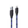 FORZA Кабель для зарядки Питон Micro USB, 1м, 2А, тканевая оплётка, 3 цвета, пакет