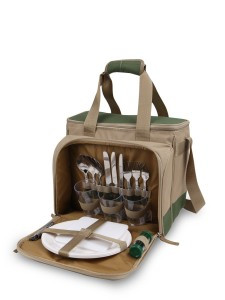 Набор д/пикника Арктика 4100-3 13л + набор посуды на 3-х, зелёный