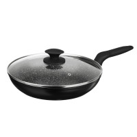 SATOSHI Стоун Сковорода литая с крышкой d28см, антипригарное покрытие мрамор, индукция