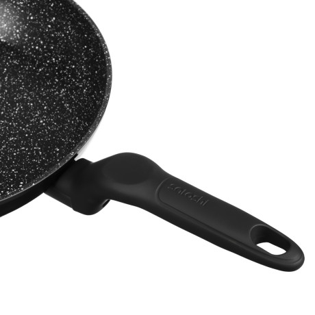 SATOSHI Стоун Сковорода литая с крышкой d28см, антипригарное покрытие мрамор, индукция